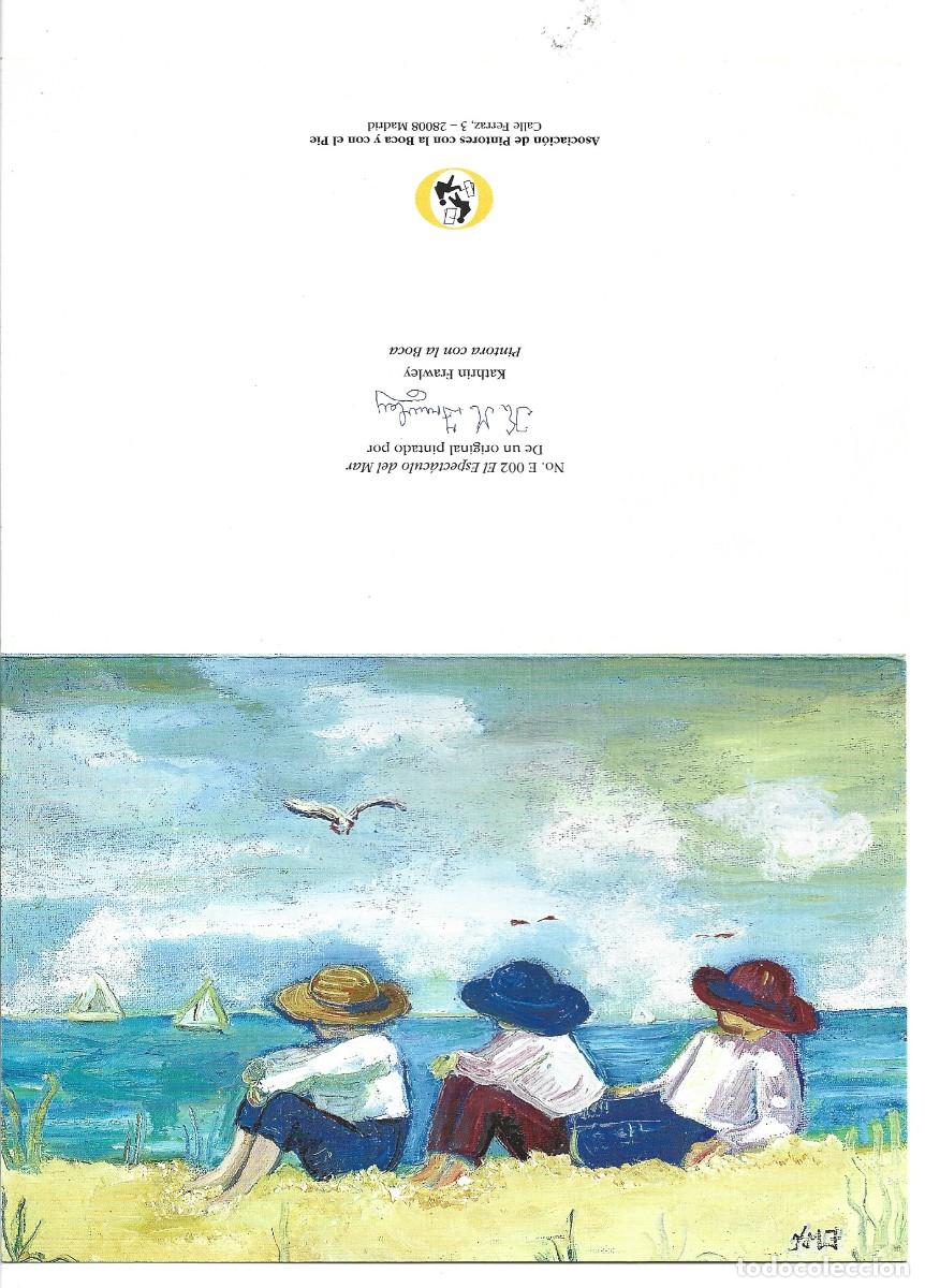 Postkarten: &rdquo; EL ESPECTACULO DEL MAR )&rdquo;.- FELICITACION, ORIGINAL PINTADO CON LA BOCA