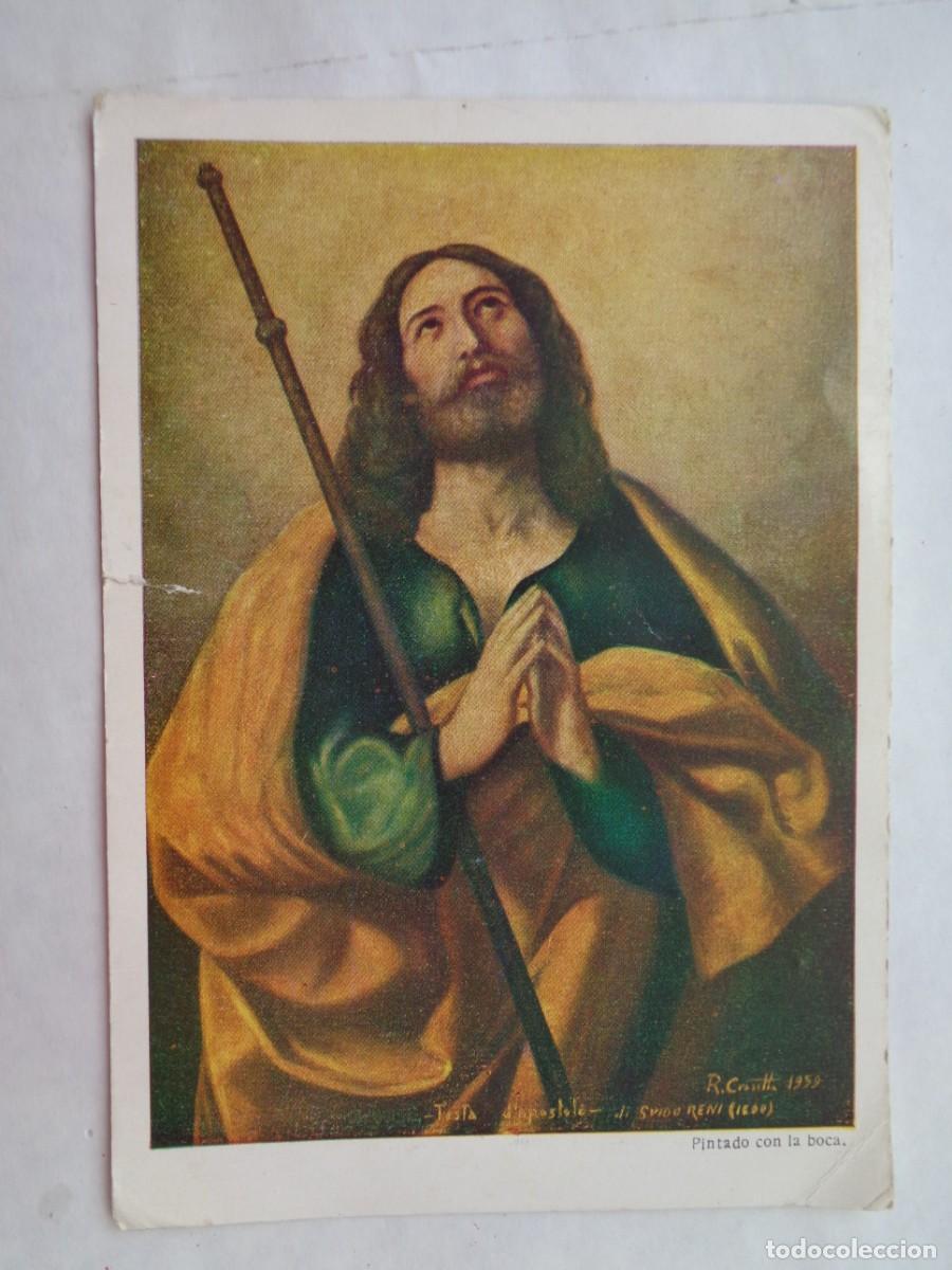 Postcards: POSTAL DE PINTURA DE R. CRESETTA : CORDERO DE DIOS . 1962 , PINTADO CON LA BOCA