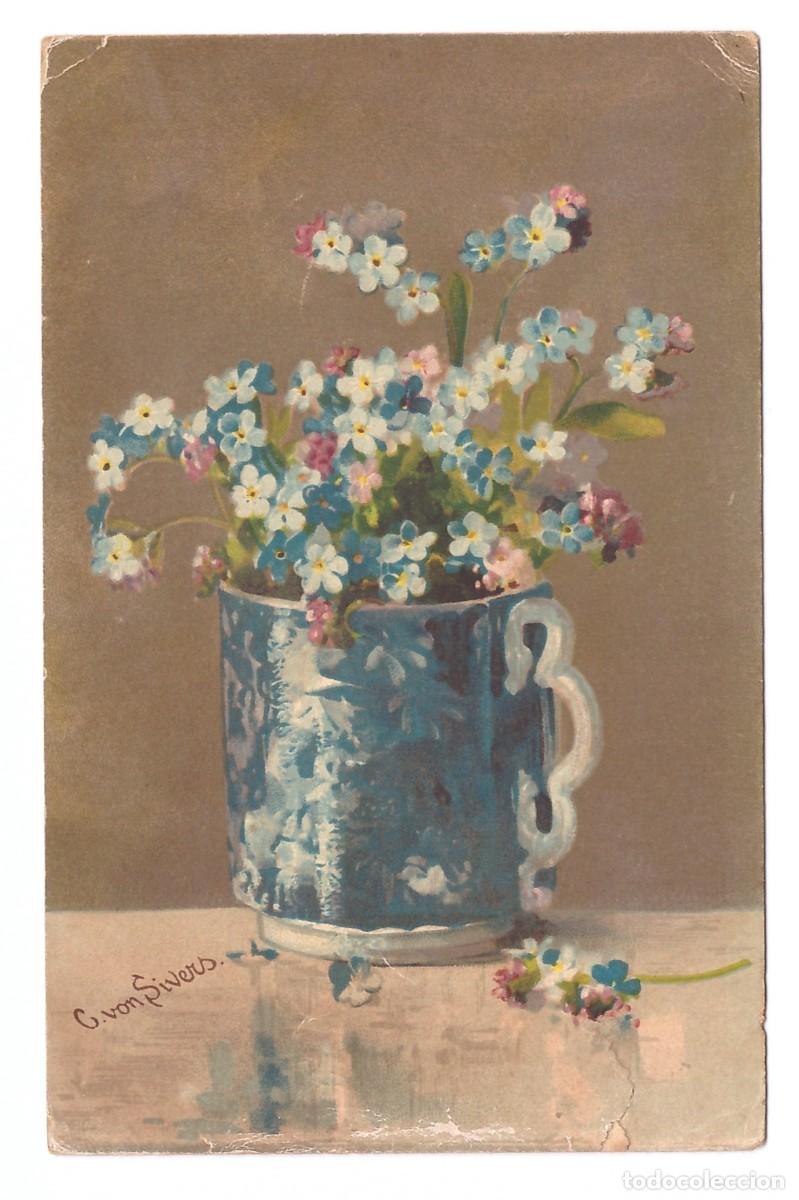 Postais: Clara von Sivers: Blumenvase mit Vergi&szlig;meinnicht &bull; 1927