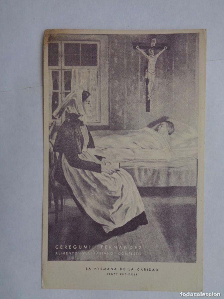 Postais: POSTAL PINTURA ERNEST KREIDOLF : LA HERMANDA DE LA CARIDAD. PUBLICIDAD FARMACIA CEREGUMIL FERNANDEZ