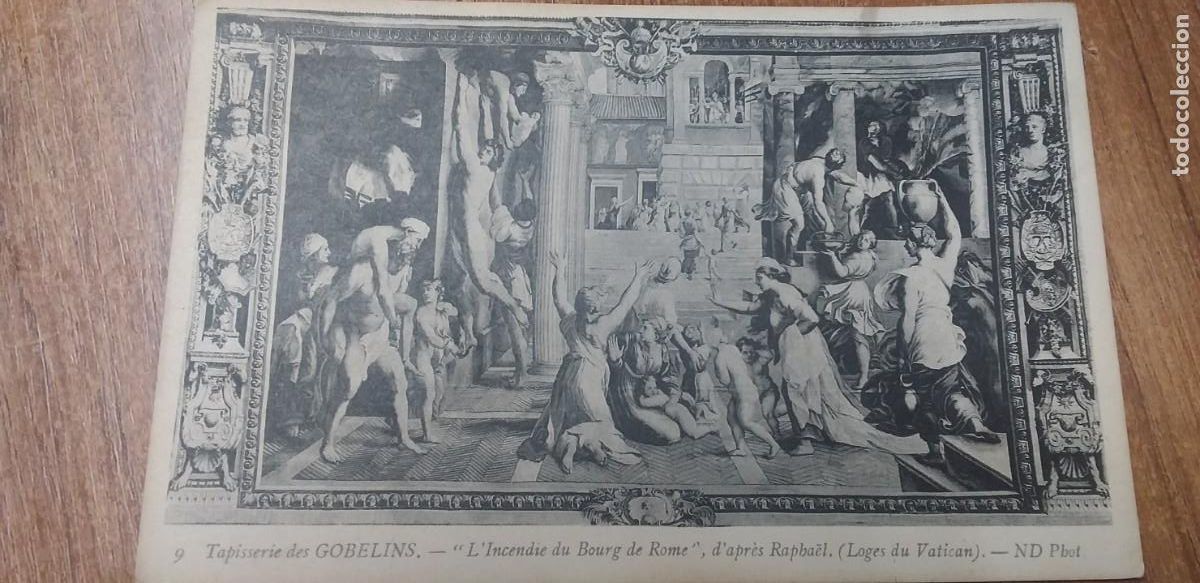 Postais: TAPISSERIE DES GOBELINS - L' INCENDIE DU BOURG DE ROME
