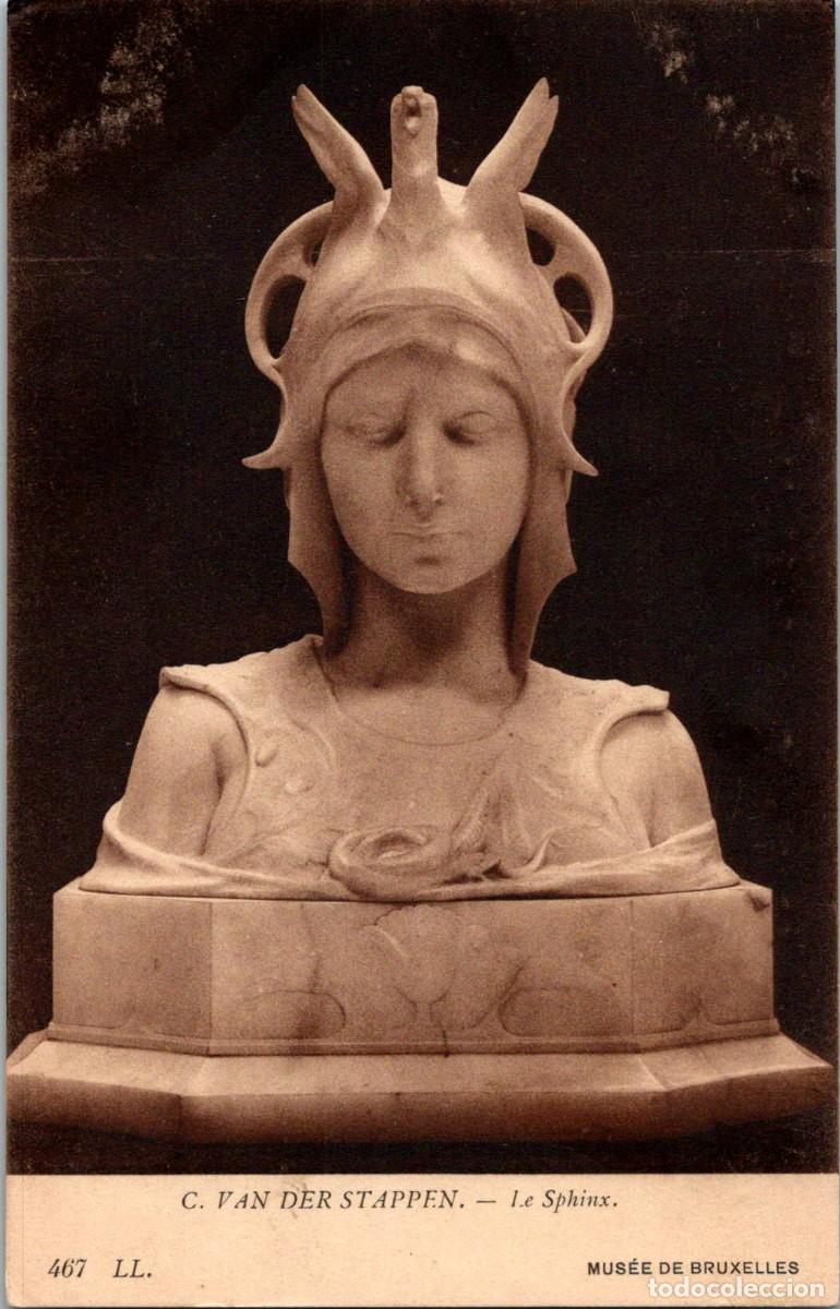 Postcards: Escultura - C. Van Der Stappen - Le Sphinx - Mus&eacute;e du Bruxelles - 138x88mm