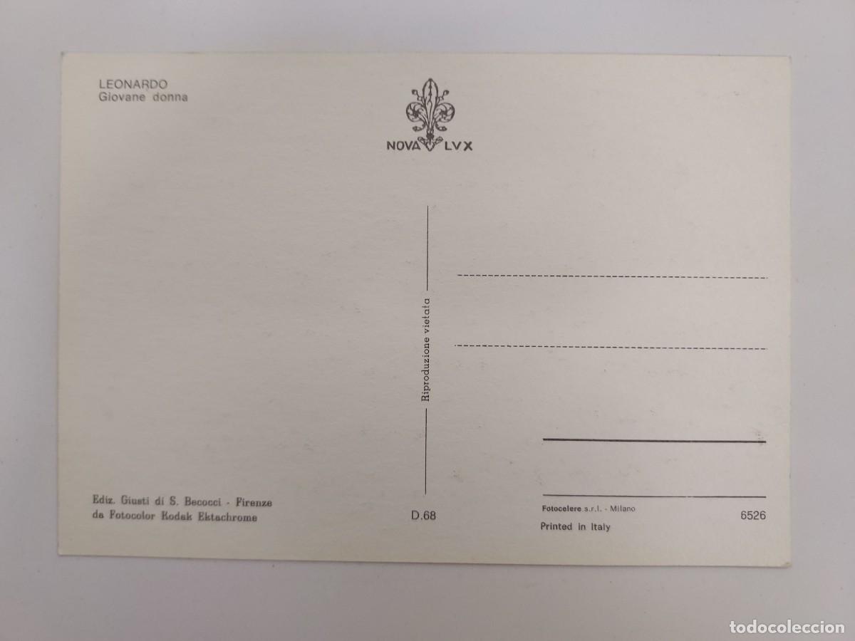 Postales: POSTAL LEONARDO. GIOVANE DONNA. FIRENZE. SIN CIRCULAR - Foto 2