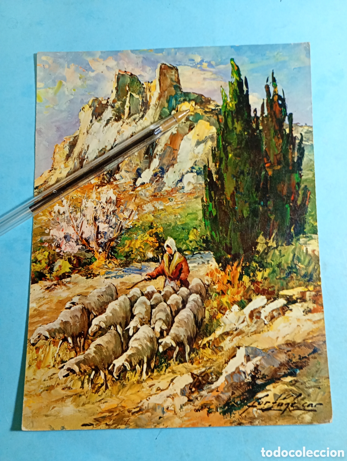 Postais: PARIS EDITIONS D&acute;ART YVON ''LES BAUX DE PROVENCE'' PASTORA CON REBA&Ntilde;O Y MONTA&Ntilde;A &Oacute;LEO