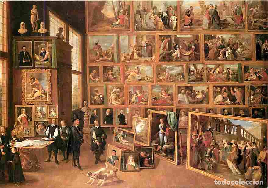 Postais: Art - Peinture - David Teniers - L'archeveque L&eacute;opold Guillaume contemplant les peintures de sa gale