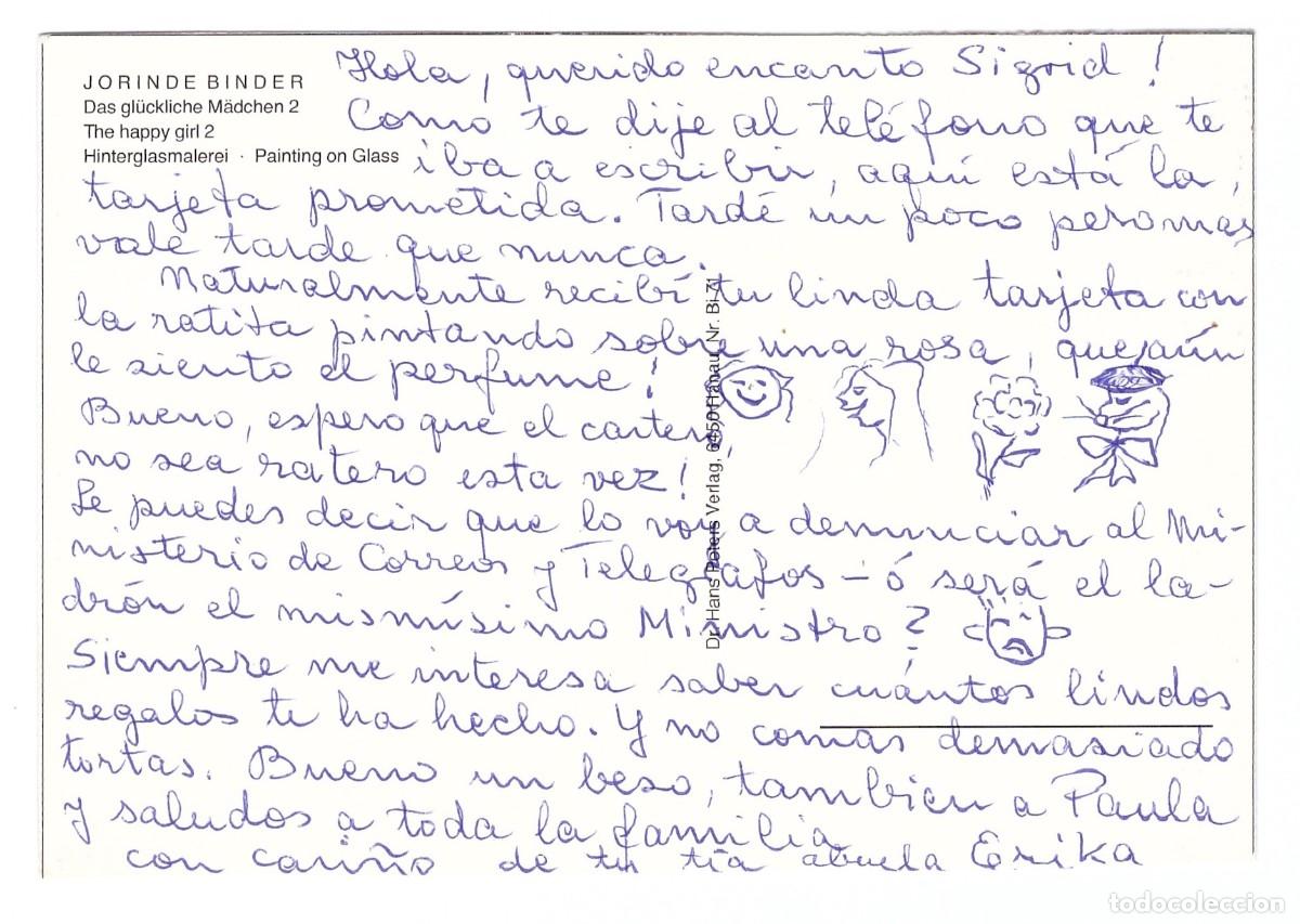 Postales: JORINDE BINDER. Das gl&uuml;ckliche M&auml;dchen 2. Hinterglasmalerei. - Foto 2