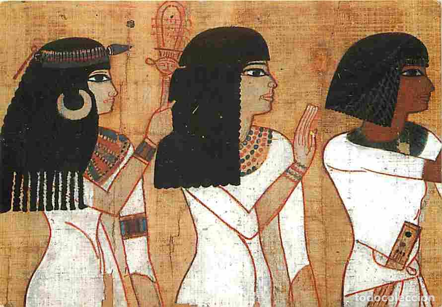 Cartes Postales: Art - Peinture Antique - Egypte - Le d&eacute;funt Neb-qued suivi de sa m&egrave;re et de sa soeur joueuse de sist