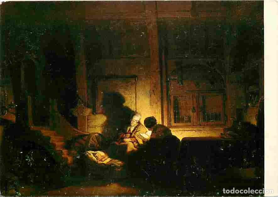 Postkarten: Art - Peinture - Rembrandt Harmensz Van Rijn - La Sainte Famille au soir - The Holy Family at Night