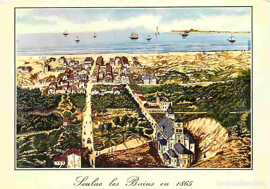 Cartes Postales: Art - Peinture - Gravure Lithographie ancienne - Soulac sur Mer - Vieille Gravure de 1865 - Vue g&eacute;n&eacute;