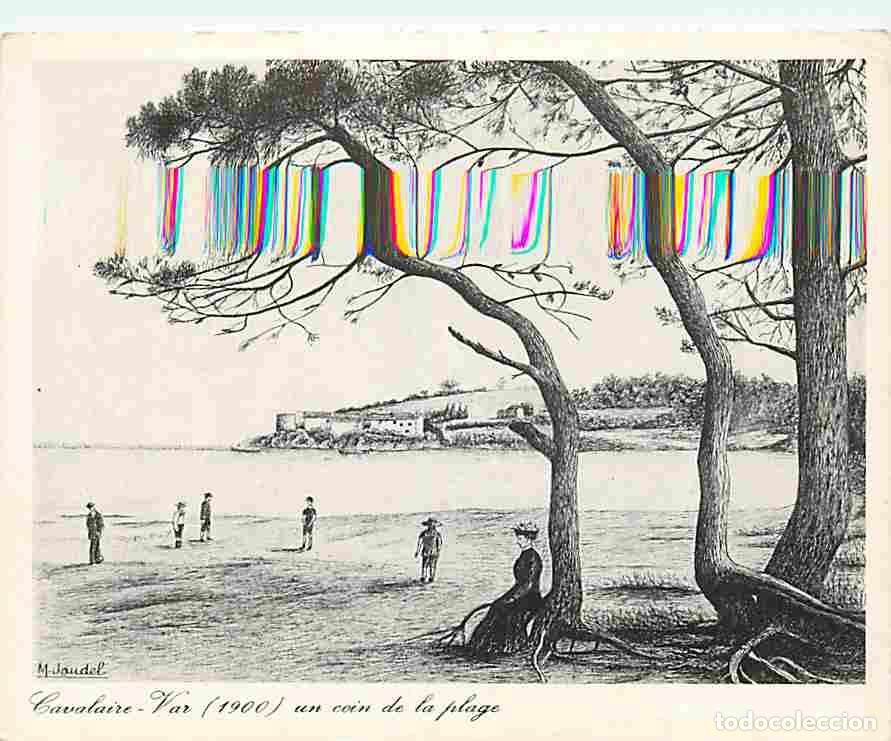 Postais: Art - Peinture - Gravure Lithographie ancienne - A la Belle Epoque - Cavalaire - Un coin de la plage