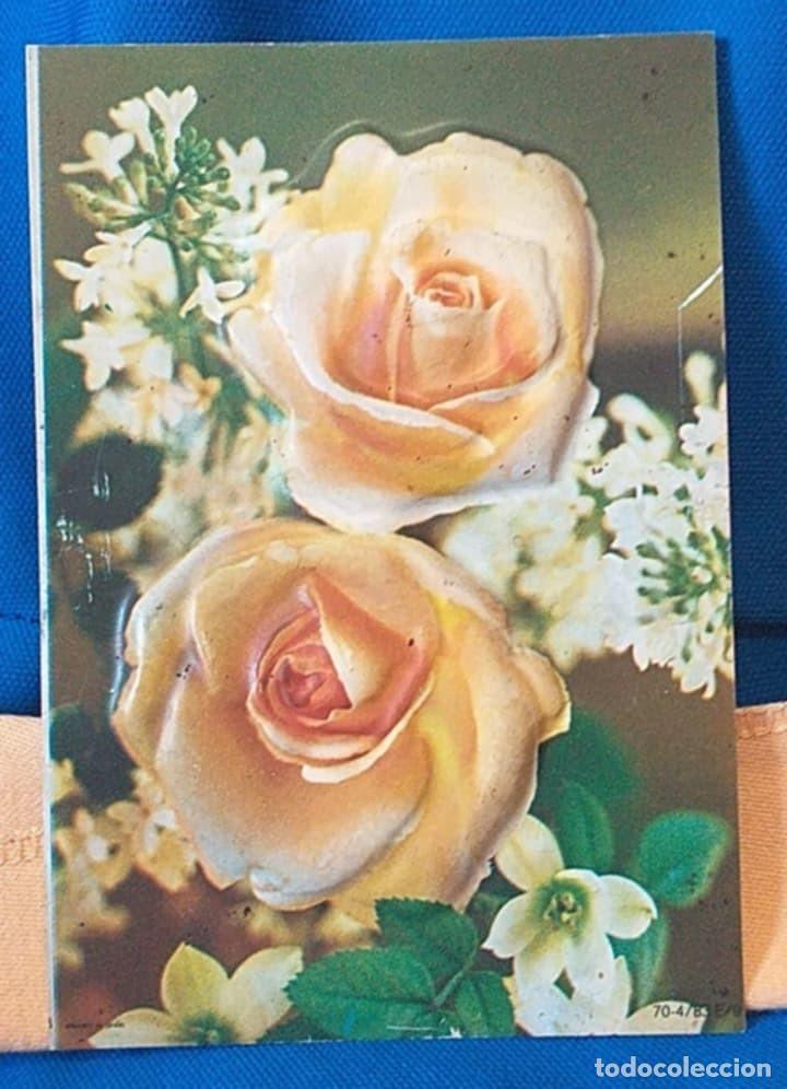 Postales: POSTAL ARTISTICA ROSAS TROQUELADAS - Foto 1