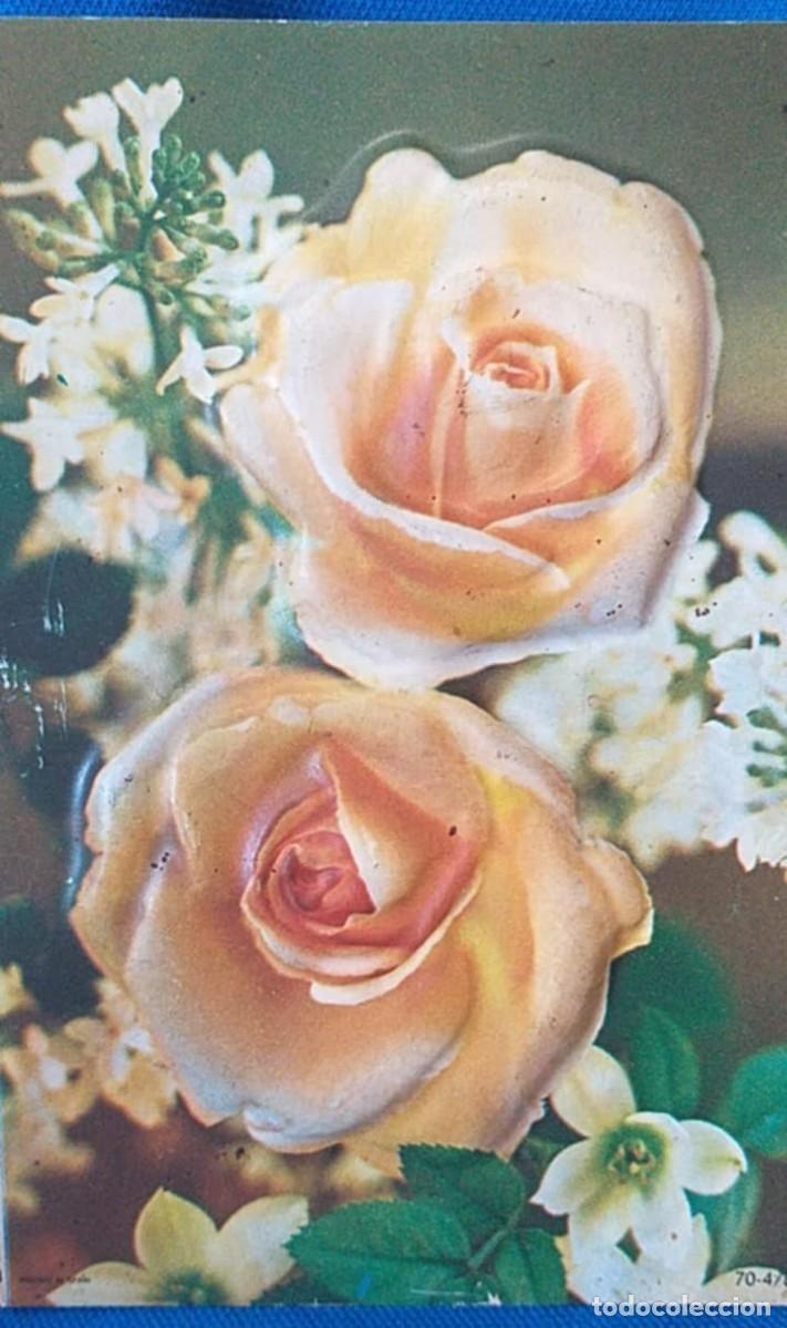 Postales: POSTAL ARTISTICA ROSAS TROQUELADAS - Foto 3