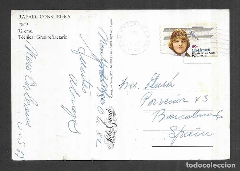 Postales: Rafael Consuegra, Egeo. 72cms. T&eacute;cnica: Gres refractario. Sala Gaudi. 1982 - Foto 2