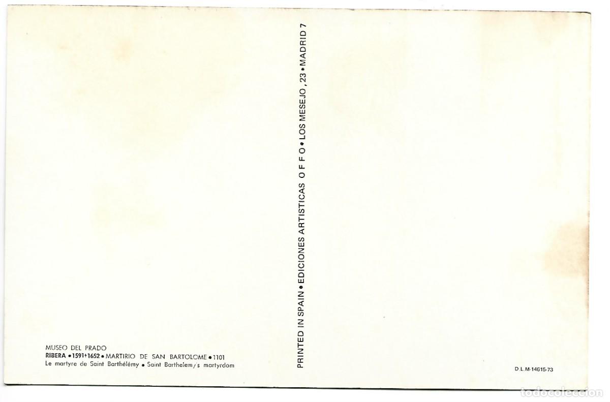Postales: &rdquo; MARTIRIO DE SAN BARTOLOME &rdquo;.- (RIBERA).- MUSEO DEL PRADO.- MADRID - Foto 2
