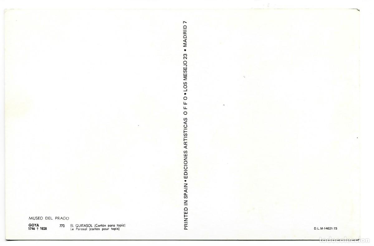 Postales: &rdquo; EL QUITASOL &rdquo;.- (GOYA).- MUSEO DEL PRADO, MADRID - Foto 2