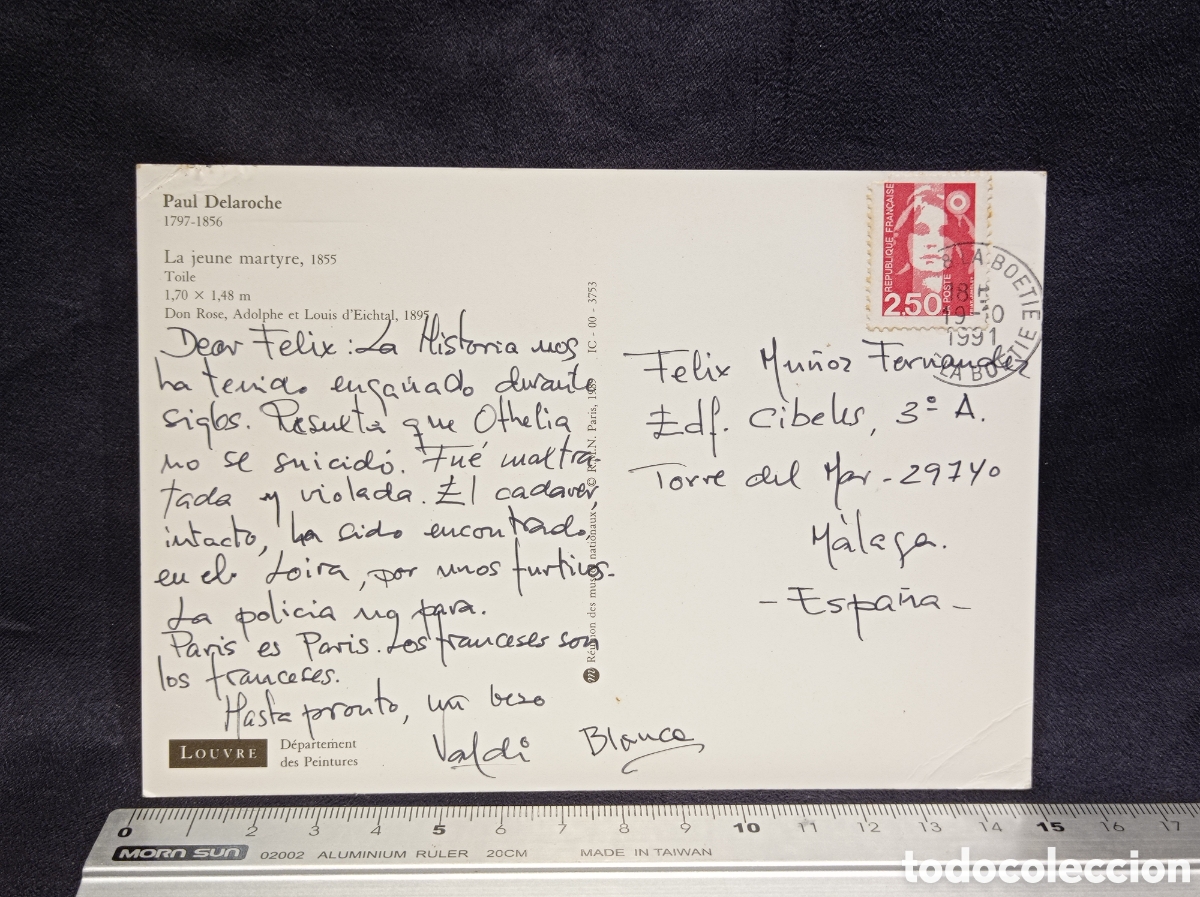 Postales: POSTAL DELAROCHE. LA JOVEN M&Aacute;RTIR. CIRCULADA - Foto 2