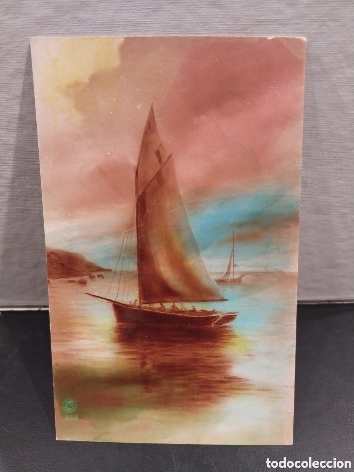 Postales: Postal de Pintura. Barco Navegando - Foto 1