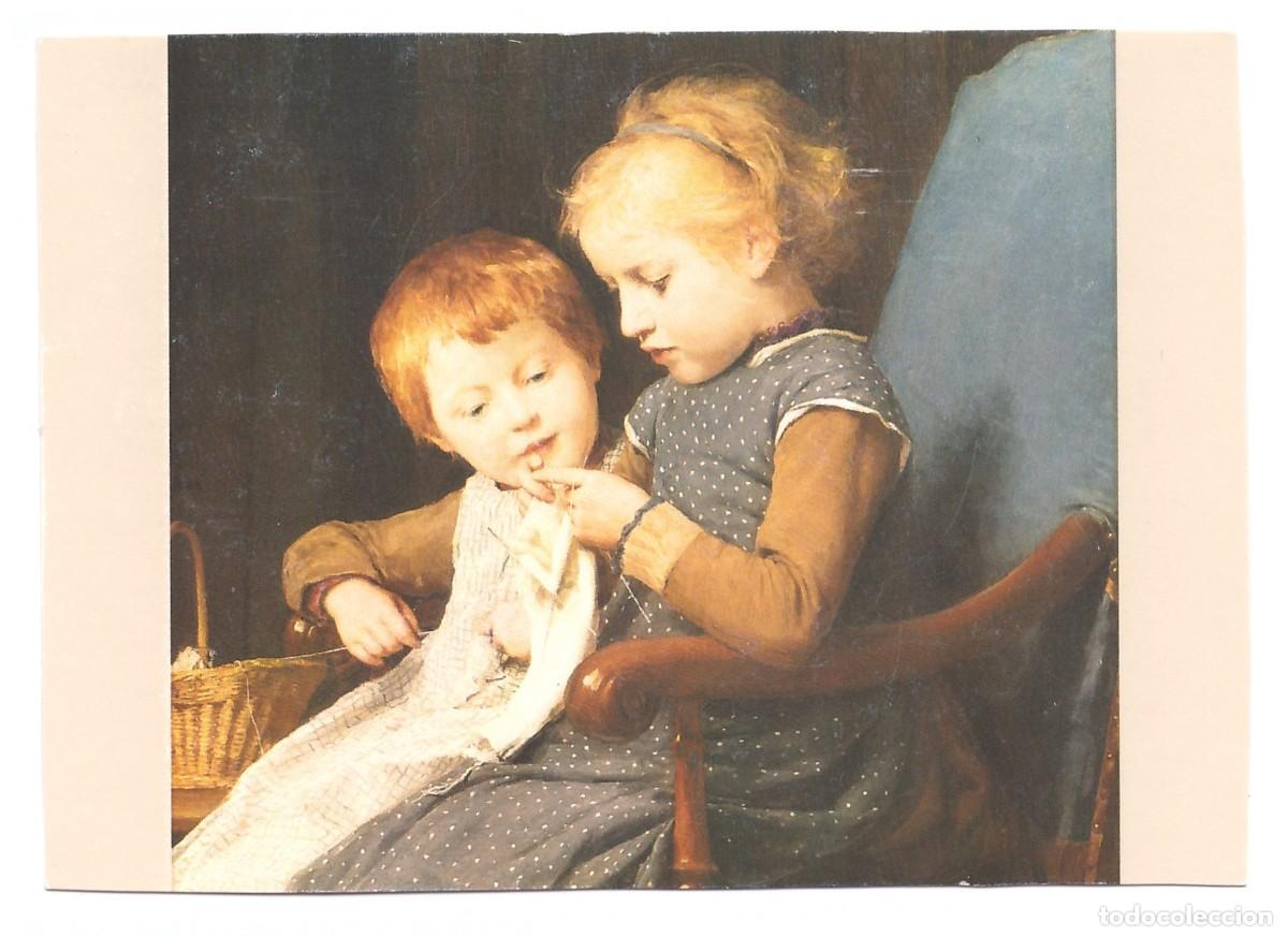 Postales: Albert Anker. Die kleinen Strickerinnen. - Foto 1
