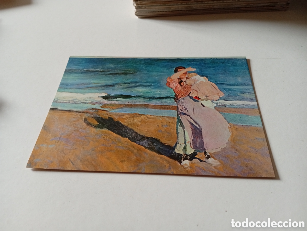 Postales: Postal arte Sorolla, mujer al sol poniente - Foto 1