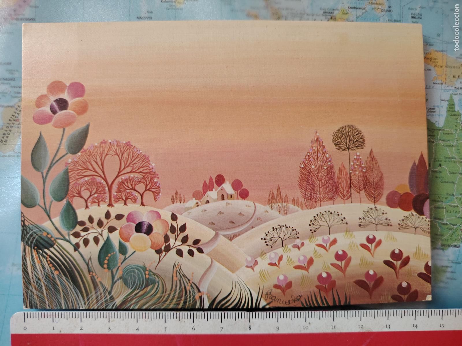 Postales: postal ilustraci&oacute;n Franceska - Le village