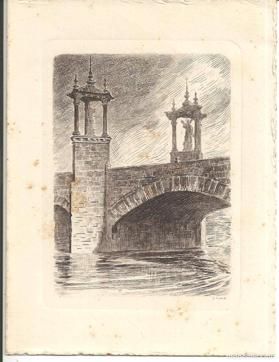 Postales: POSTAL NAVIDAD VALENCIA A&Ntilde;O 1950, GRABADO DE E. FURIO *PUENTE DEL REAL* - IND. CEMAR DE VALENCIA