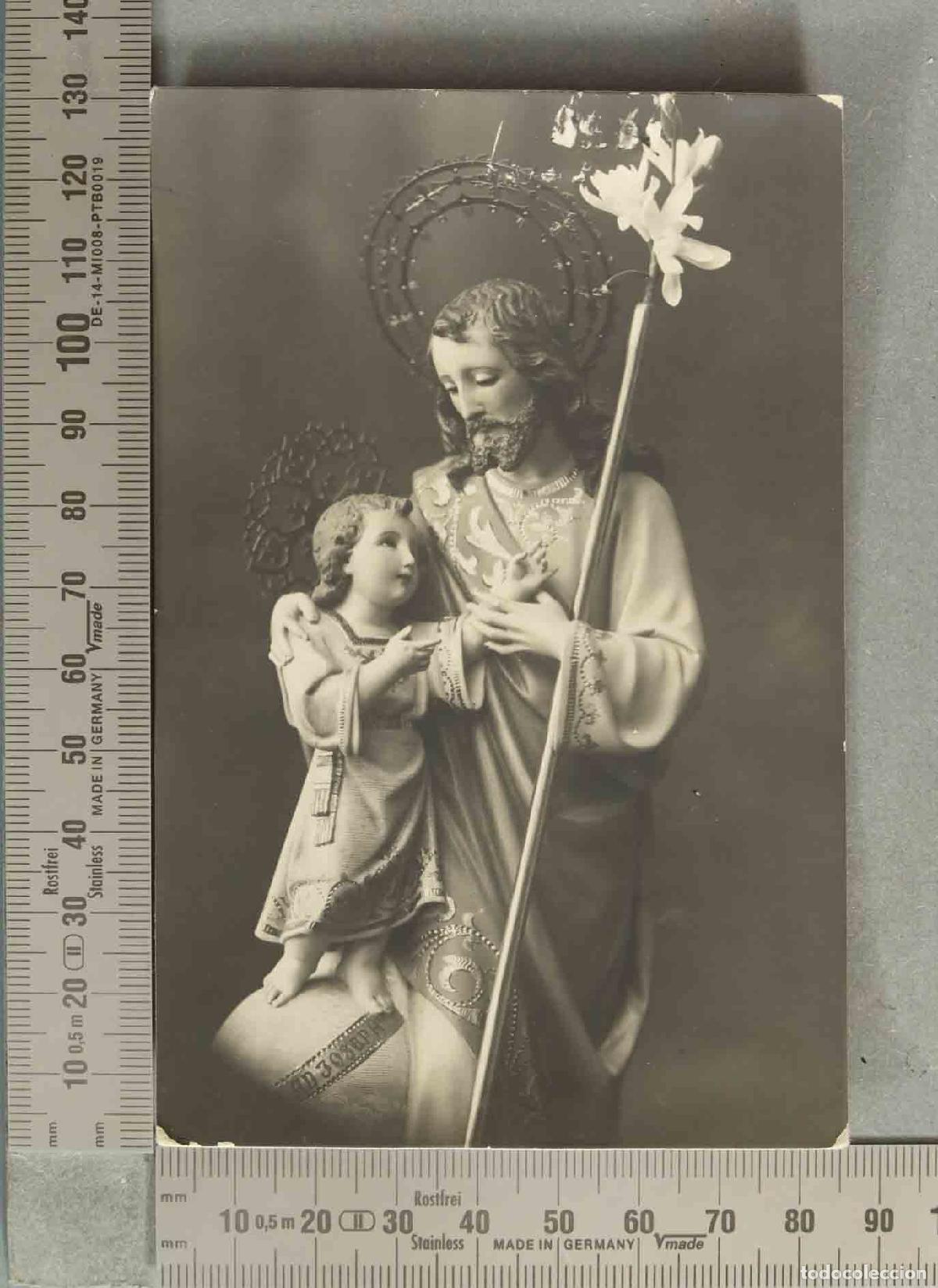 Postales: POSTAL fotografica. San Jos&eacute; con el Ni&ntilde;o Jes&uacute;s. talla madera olot