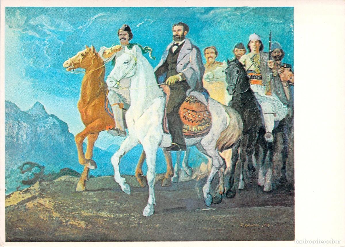 Postales: Postal de Arte Alban&eacute;s De Camino a la Asamblea por Petro Kokushta