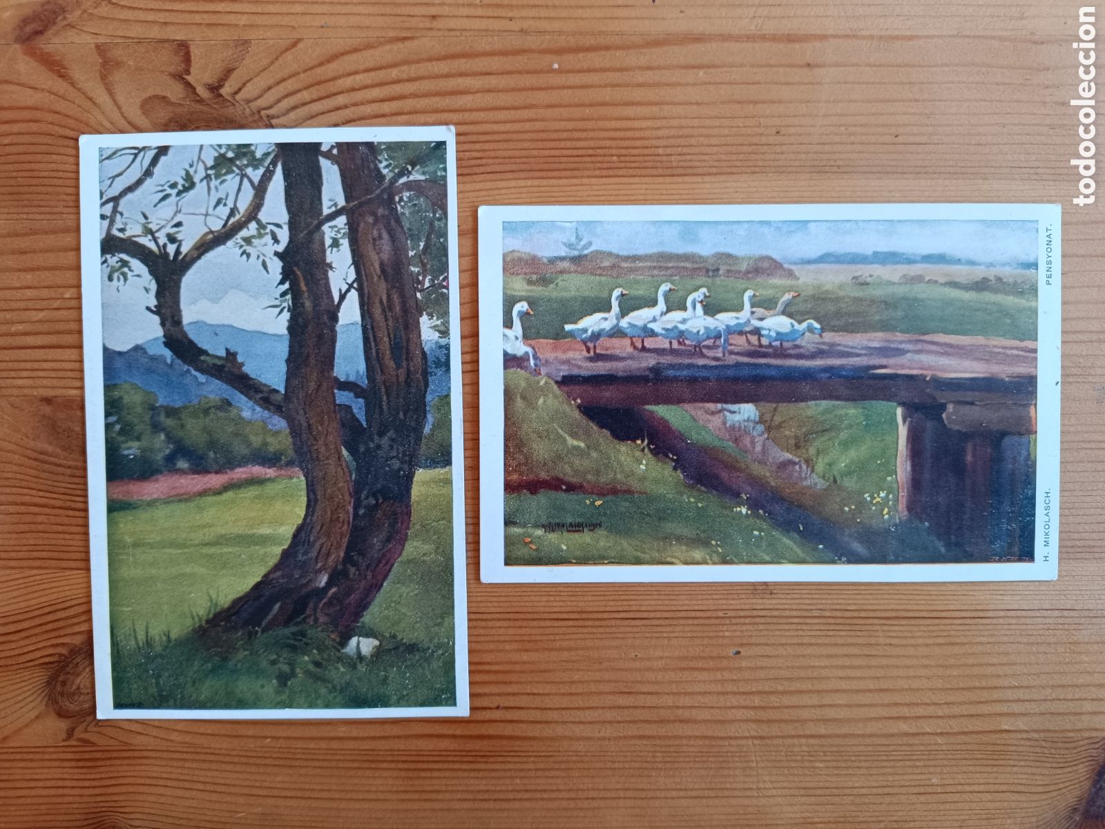 Postales: Dos postales antiguas (1910) del pintor Henryk Mikolasch.