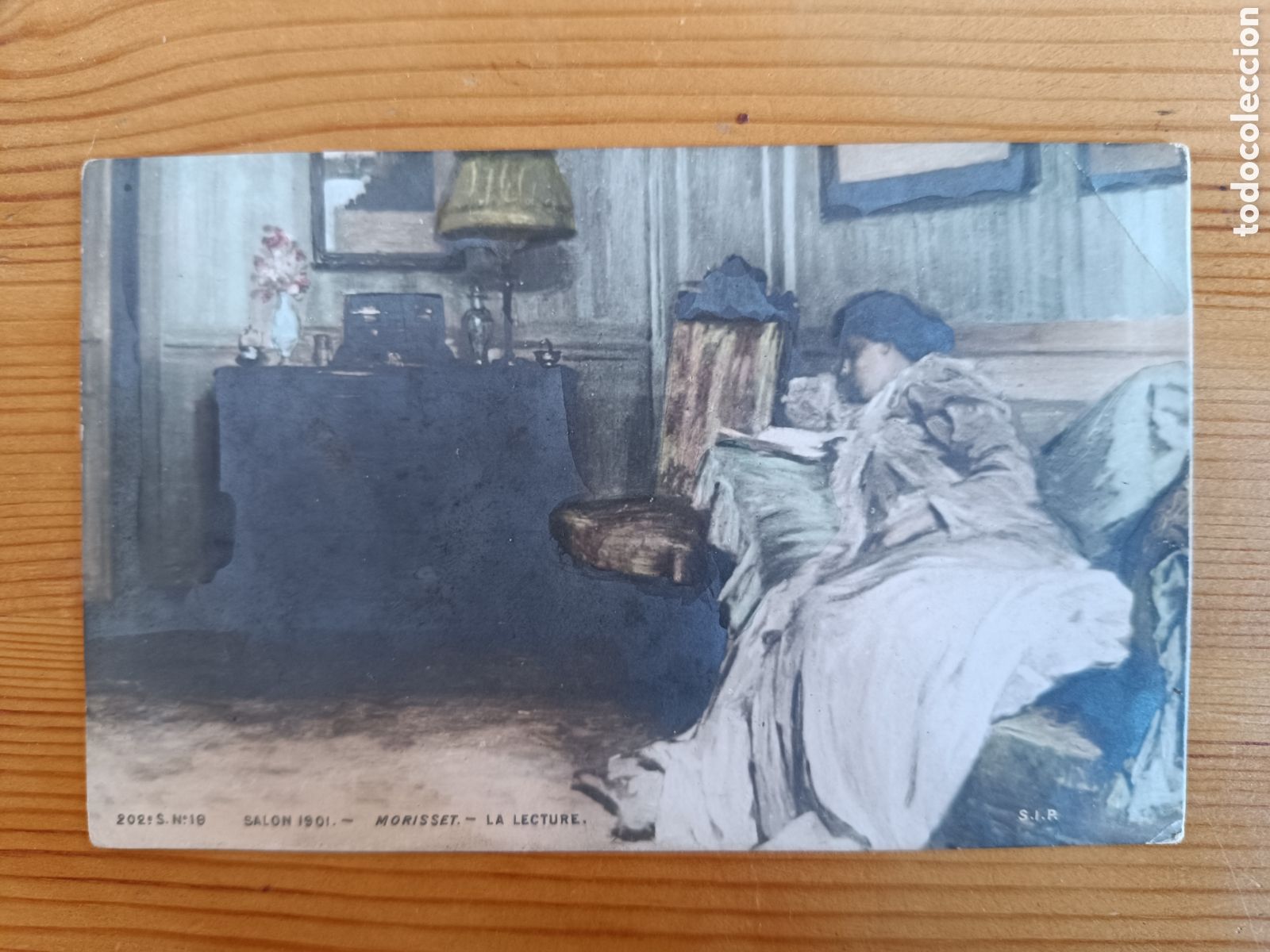 Postales: Antigua postal de la obra &rdquo;La Lecture&rdquo;, realizada por el pintor franc&eacute;s&nbsp;Rapha&euml;l Morisset&nbsp;. 1901