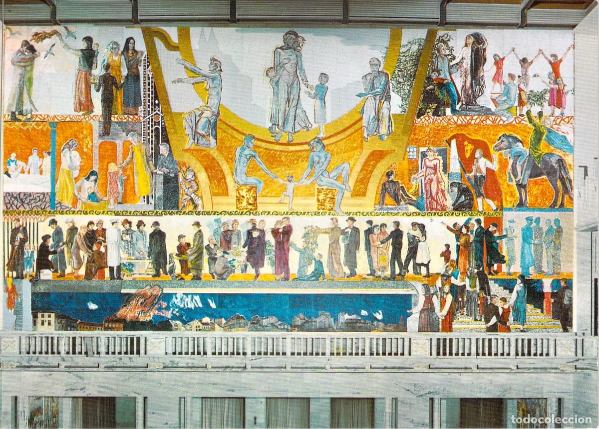 Postales: Postal Ayuntamiento de Oslo Mural de Henrik S&oslash;rensen Sal&oacute;n Principal