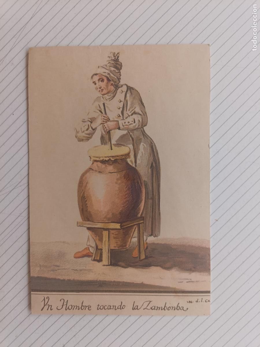 Postales: Postal a&ntilde;os 50, Un hombre tocando la zambomba.