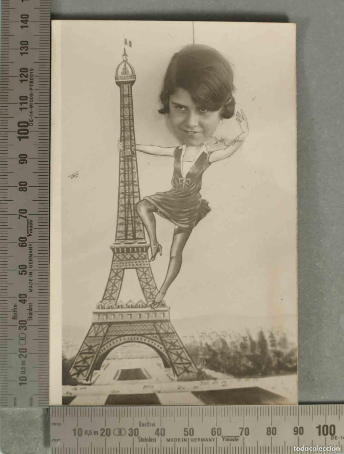 Postcards: FOTOGRAFIA POSTAL. MONTAJE MUJER EN TORRE EIFFEL