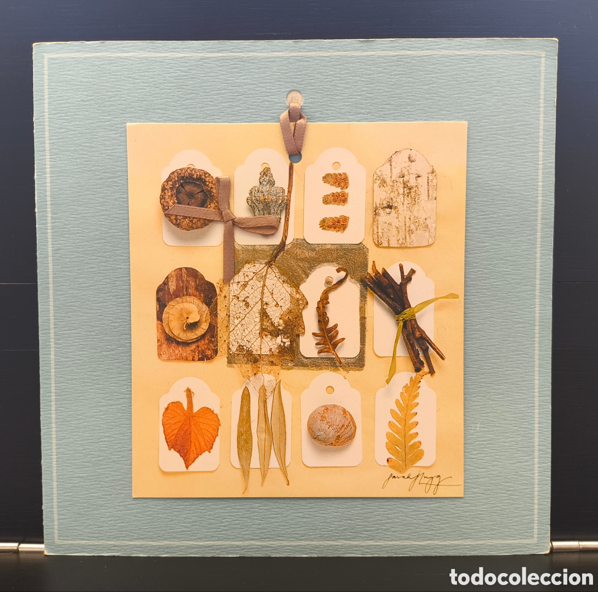 Postales: Tarjeta postal collage A Walk in the Woods Sarah Lugg famosa artista t&eacute;cnicas mixtas
