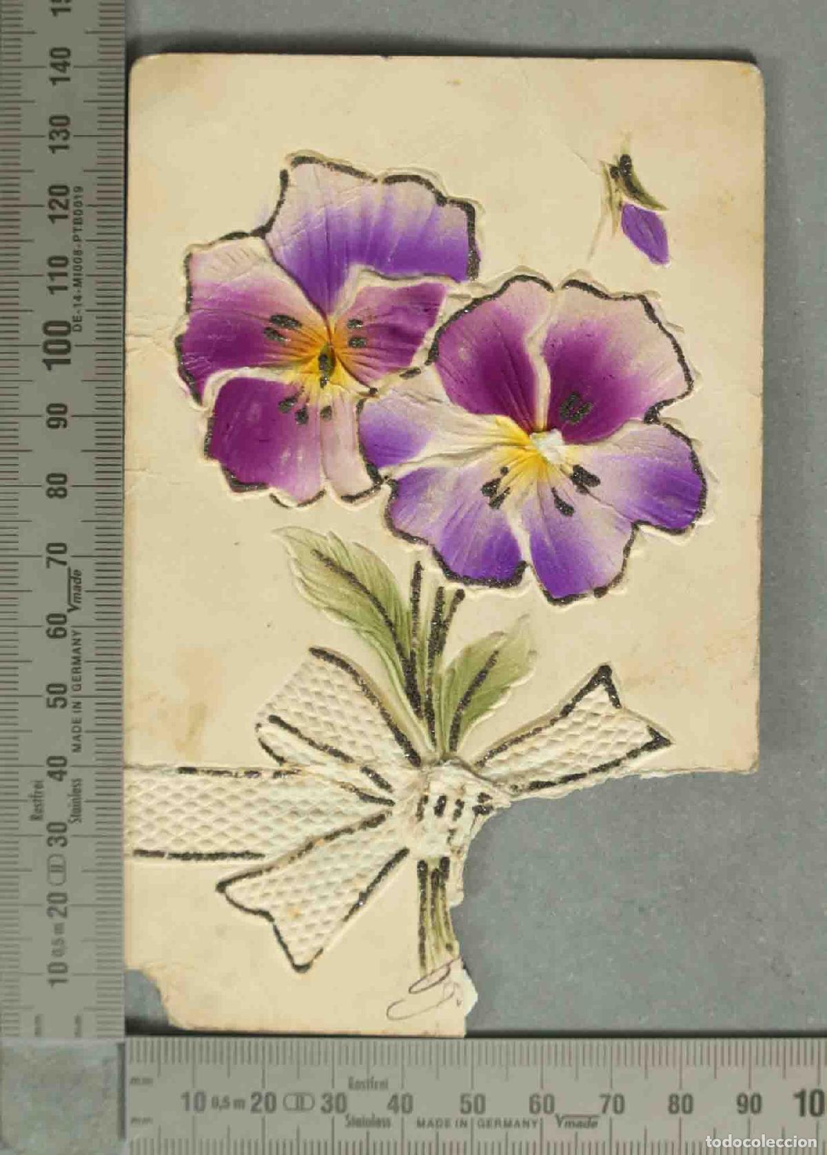 Postales: POSTAL. Motivo floral - Pens&eacute;e - En relief - Heureuse Ann&eacute;e