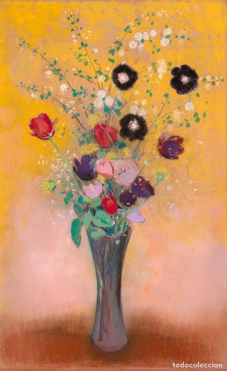 Postales: Postal del cuadro Vase of Flowers, de Odilon Redon. Pintura, Arte, Simbolismo, Jarr&oacute;n con Flores.