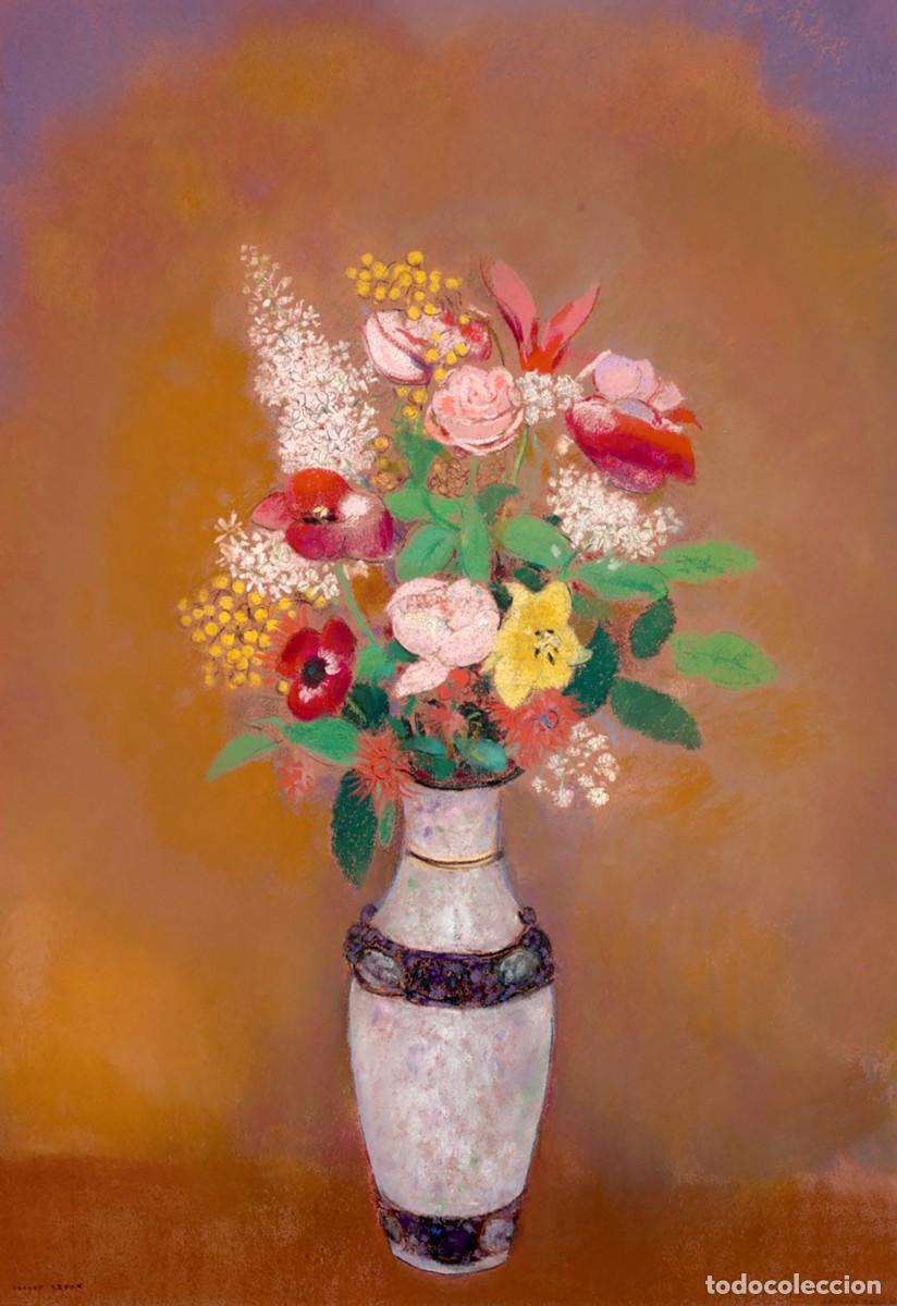 Postales: Postal del cuadro Vase de Fleurs, de Odilon Redon. Pintura, Arte, Simbolismo, Jarr&oacute;n con Flores.