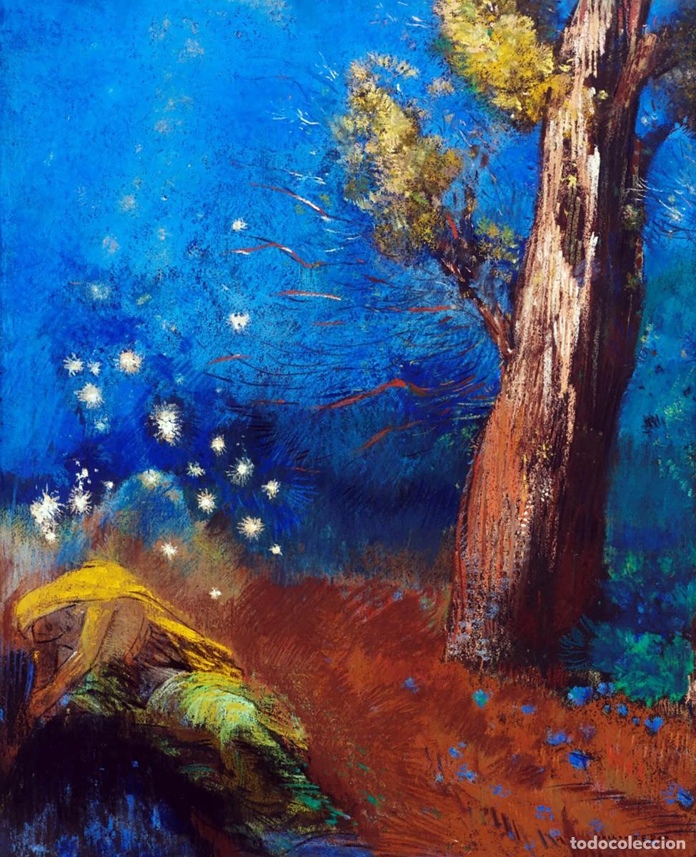 Postales: Postal del cuadro La Mort de Bouddha, de Odilon Redon. Pintura, Arte, Simbolismo, La Muerte de Buda.