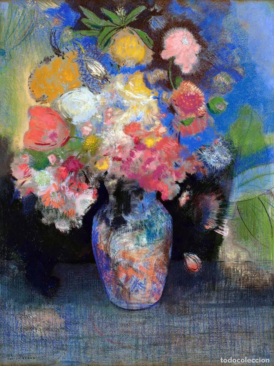 Postales: Postal del cuadro Fleurs, de Odilon Redon. Tema: Pintura, Arte, Simbolismo, Flores.