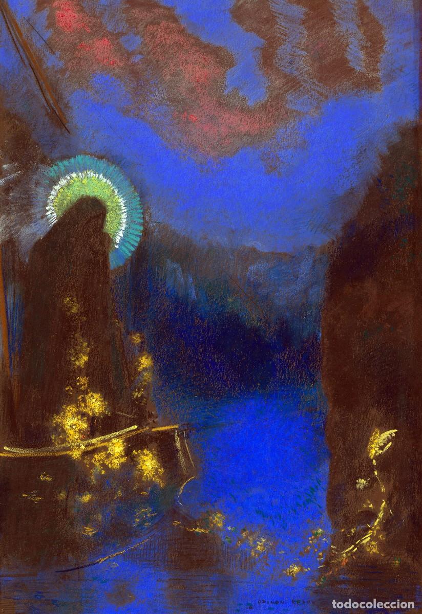 Postales: Postal del cuadro Vierge Nimb&eacute;e, de Odilon Redon. Pintura Arte Simbolismo Virgen con Aureola Nimbada