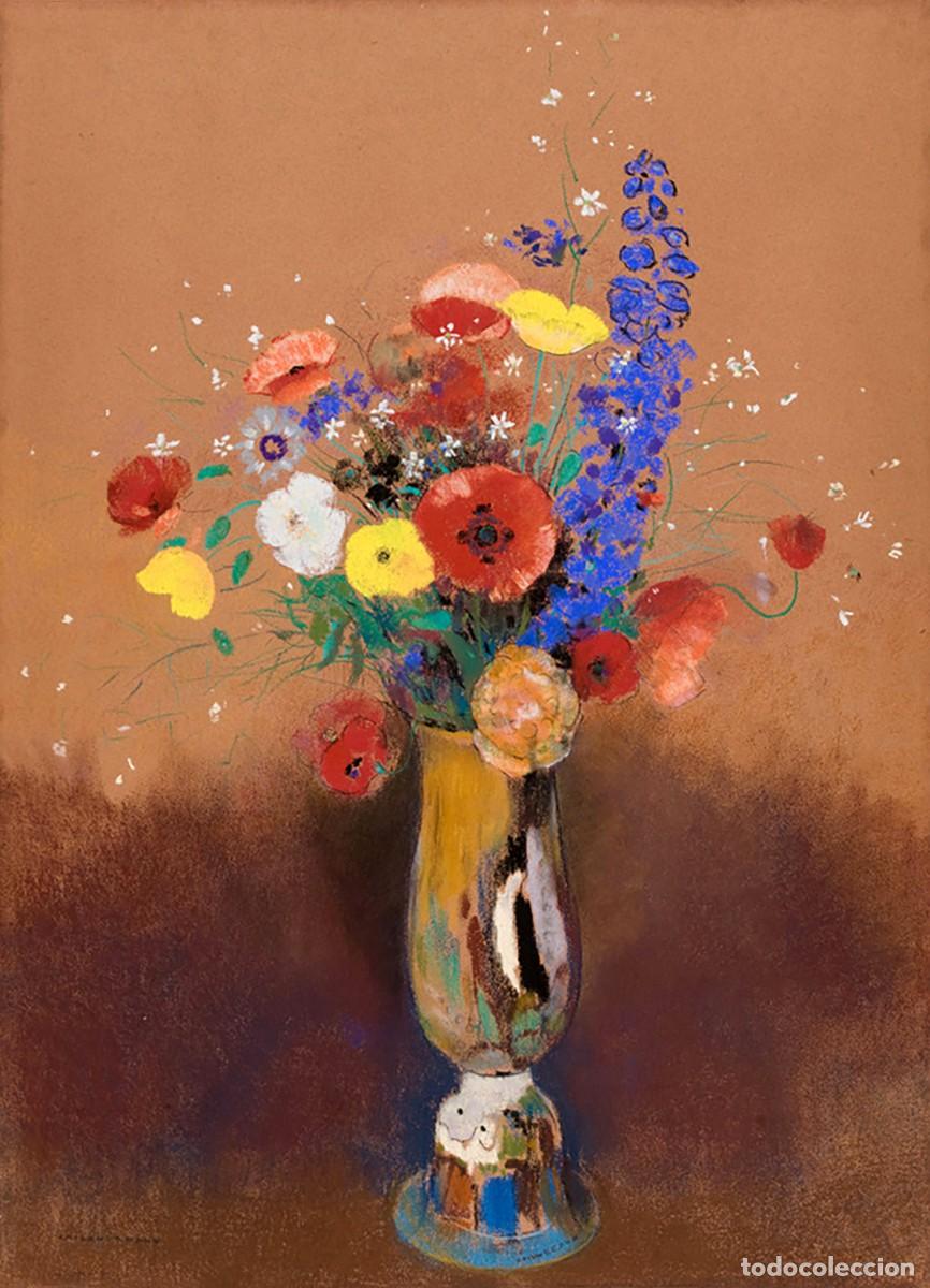 Postales: Postal del cuadro Bouquet de Fleurs des Champs, de Odilon Redon. Pintura, Arte, Simbolismo, Flores.