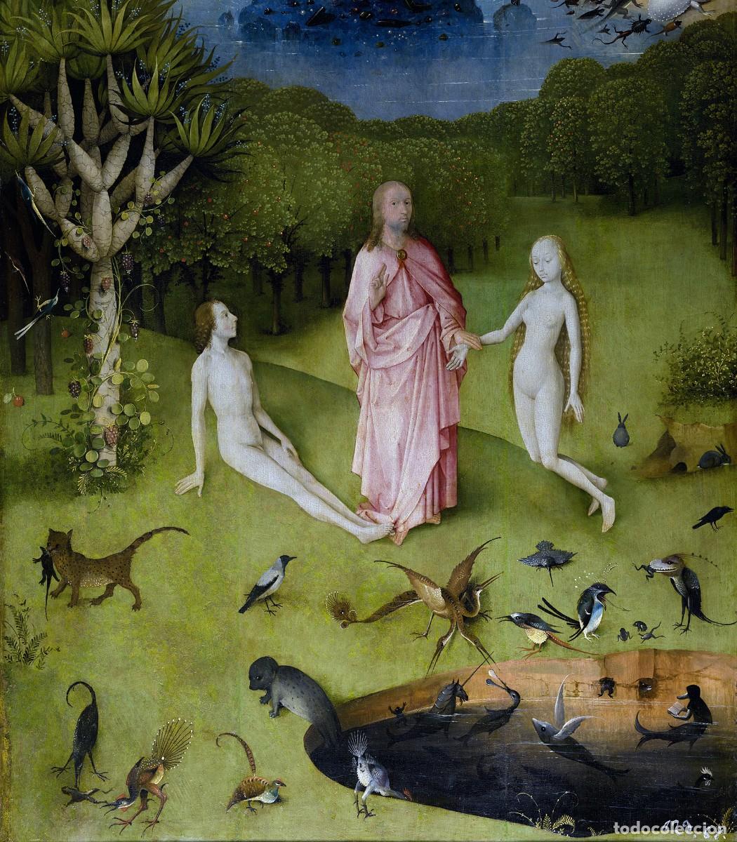 Postales: Postal de El Para&iacute;so Terrenal (detalle del cuadro El Jard&iacute;n de las Delicias), de El Bosco. Arte.