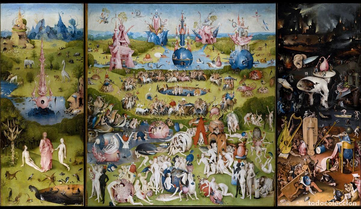 Postales: Postal del cuadro El Jard&iacute;n de las Delicias, de El Bosco, Jheronimus van Aken. Pintura Arte Tr&iacute;ptico