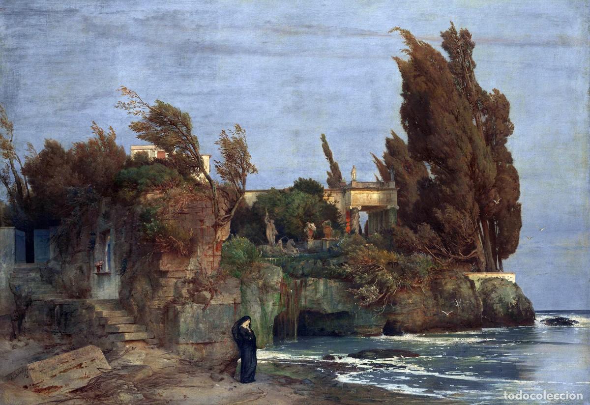 Postales: Postal del cuadro Villa junto al Mar II, de Arnold B&ouml;cklin. Tema: Pintura, Arte.