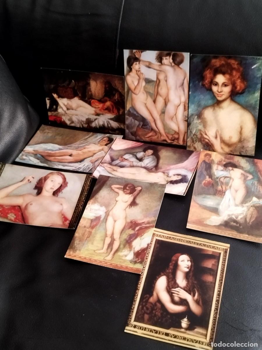 Postales: Lote de 9 tarjetas postales de cuadros, pintura arte. Er&oacute;tica, religiosa.