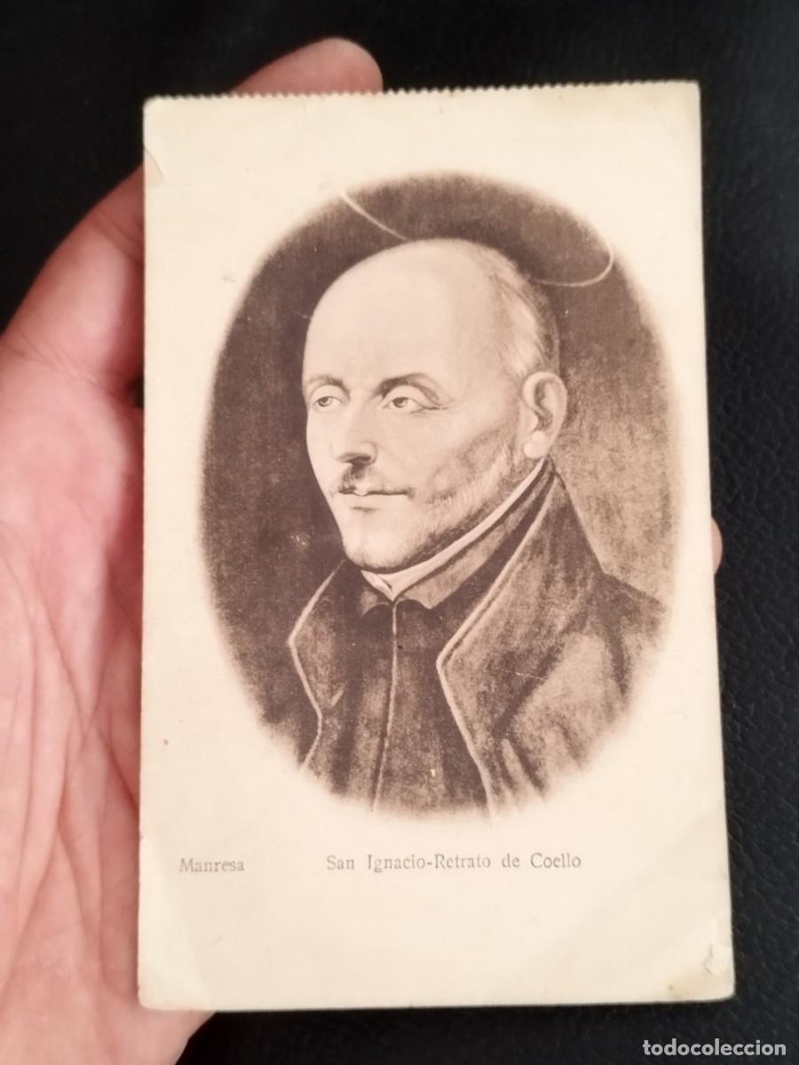 Postales: Postal antigua presenta una reproducci&oacute;n del retrato de San Ignacio de Loyola.