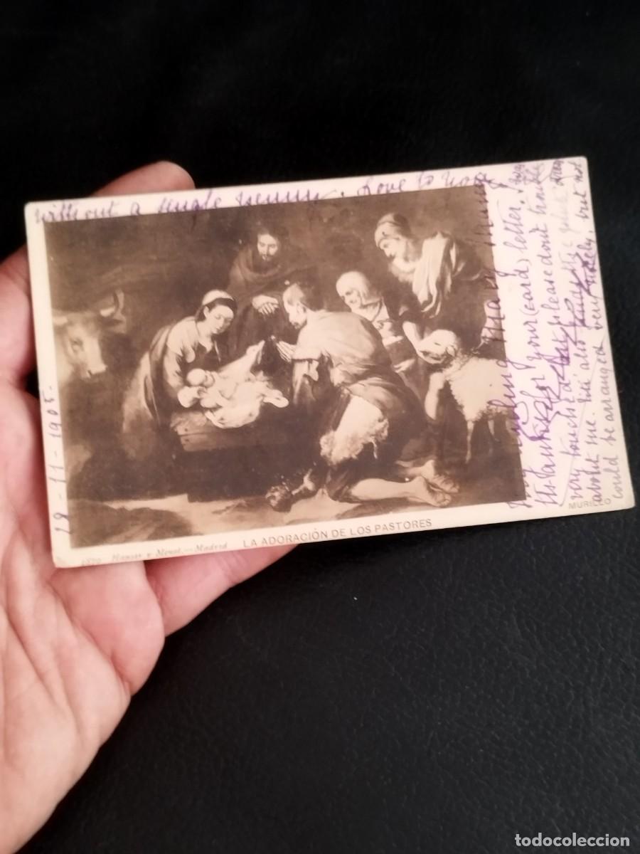 Postales: Postal antigua reproducci&oacute; la pintura &rdquo;La Adoraci&oacute;n de los Pastores&rdquo; de Bartolom&eacute; Esteban Murillo.