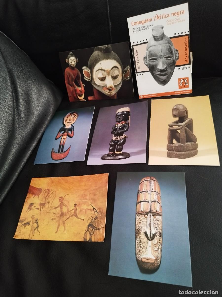 Cartoline: Colecci&oacute;n de tarjetas postales, de arte etnico. Escultura de madera, pintura rupestre.