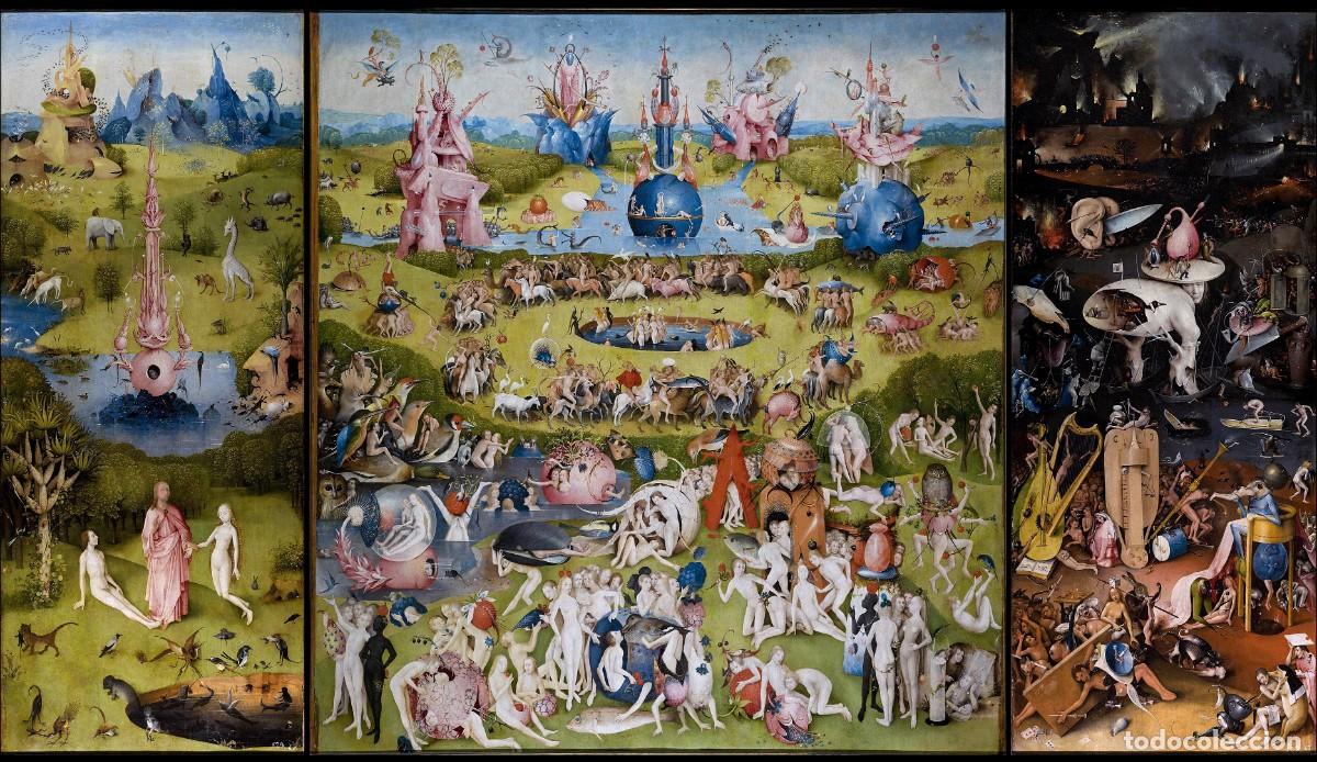 Postales: Postal del cuadro El Jard&iacute;n de las Delicias, de El Bosco, Jheronimus van Aken. Pintura Arte Tr&iacute;ptico
