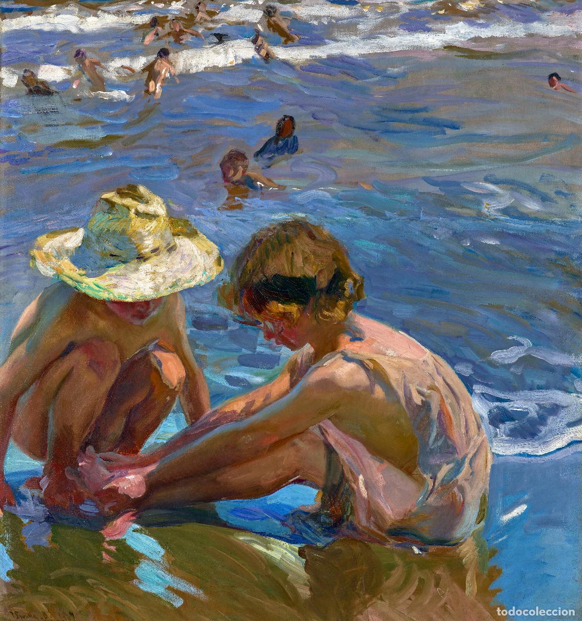 Postales: Postal del cuadro El Pie Herido, de Joaqu&iacute;n Sorolla. Tema: Pintura, Arte, Mar.