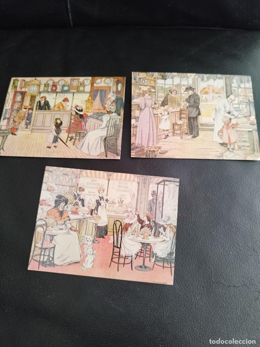 Cartoline: 3 tarjetas postales publicitarias The Book of Shops. Athena. Francis Donkin Bedford.